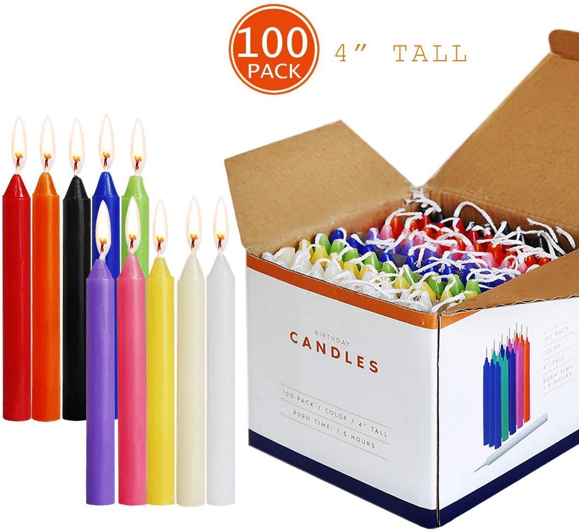 Small 100 Taper Candles, Party, Magic, Birthday, Valentine's Day Candles (10 Colours)