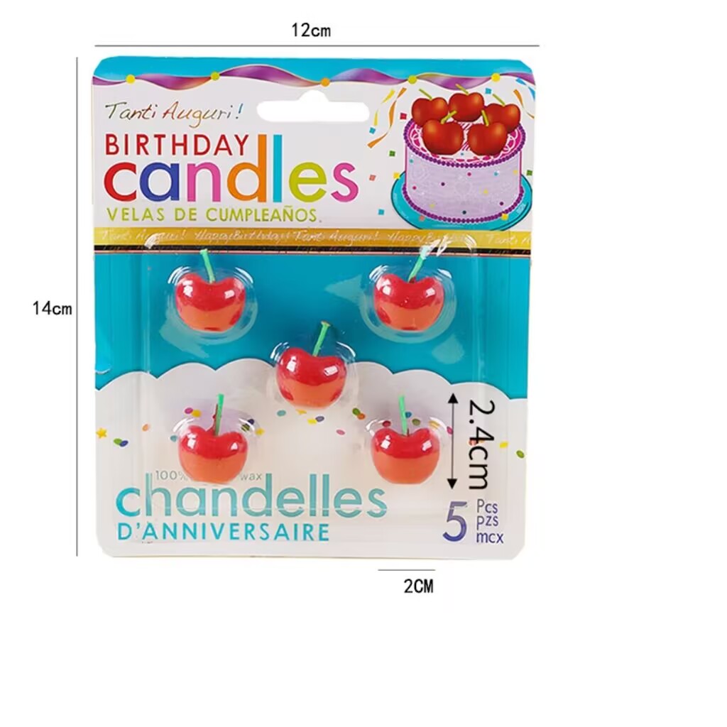 Cherry Candles Fruit Candles Cake Decoration Birthday Modeling Ornament Red Cherry Baking Desserts