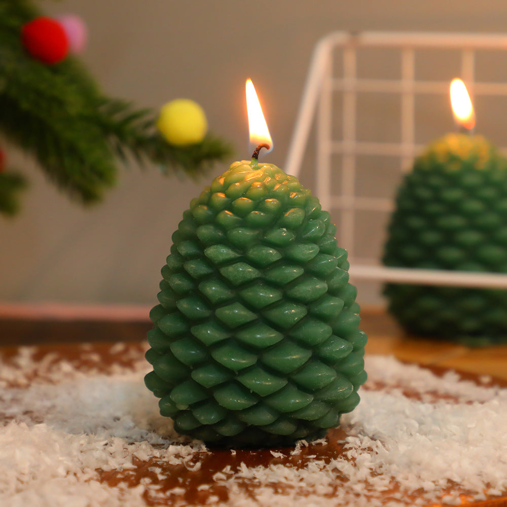 Green Christmas Pinecone Candle 3D Pinecone Shape DIY Christmas Tree Christmas Nut Candle Ornament