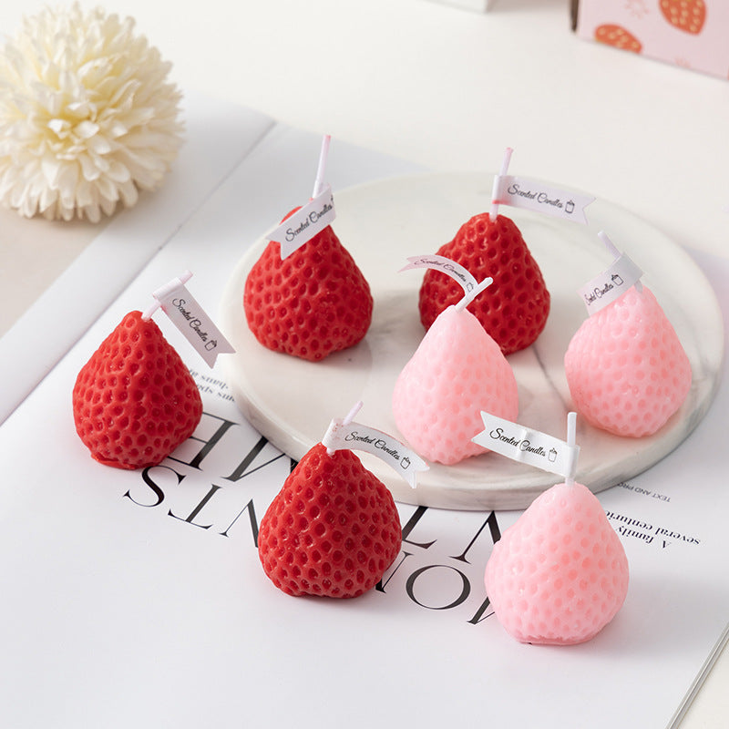 Strawberry Scented Candles, Fruit Candles, Scented, Decorative Candles, Red, Home Decor, Kits Portable, Party Supplies, Paraffin, Travel Minis,1pc/PET box