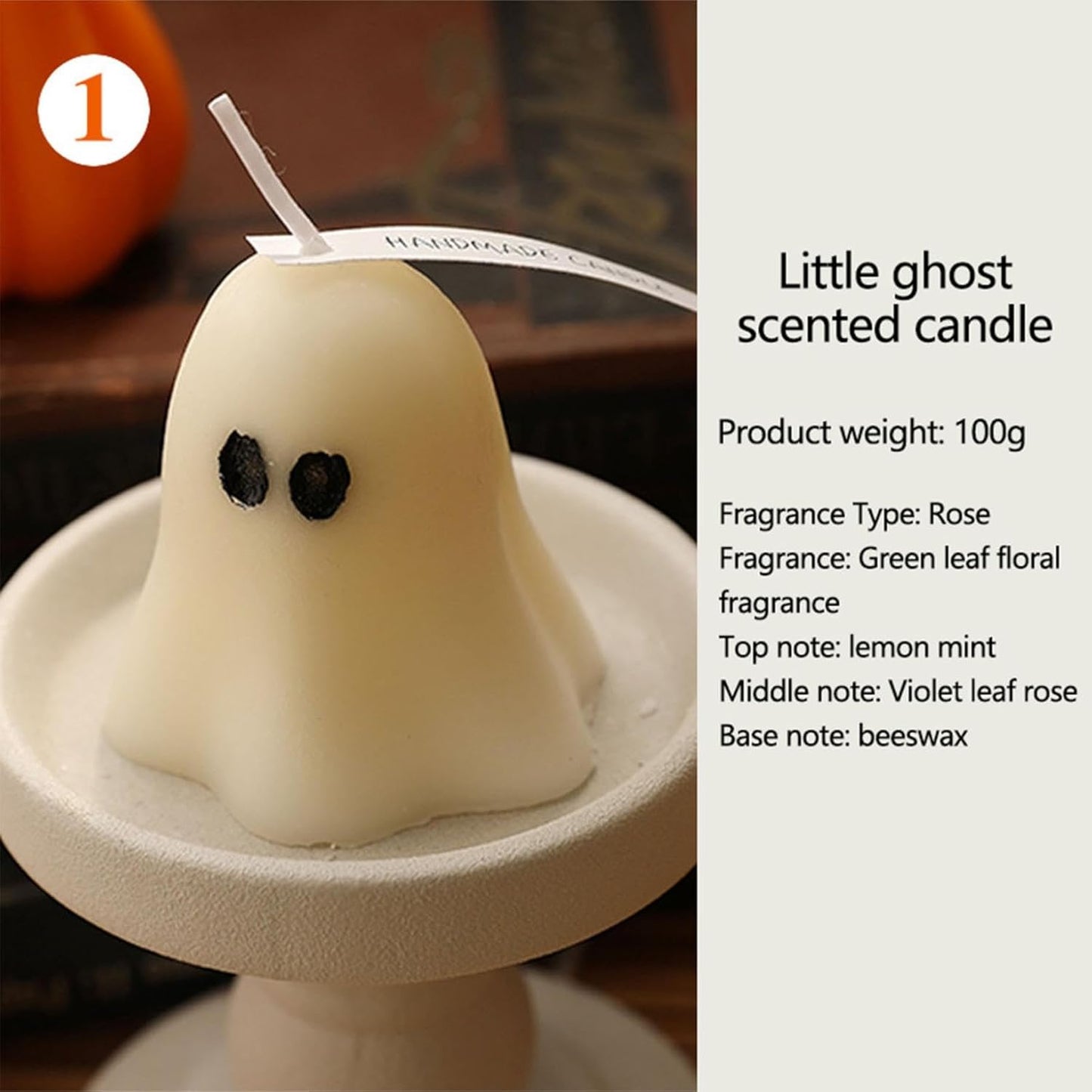 Halloween Ghost Candle, Small Halloween Spooky Ghost Candle Ambiance Home Halloween Ghost Table Decor Wax Set Spooky Horror Gift Scented Candle Halloween Decoration Ghost Candles