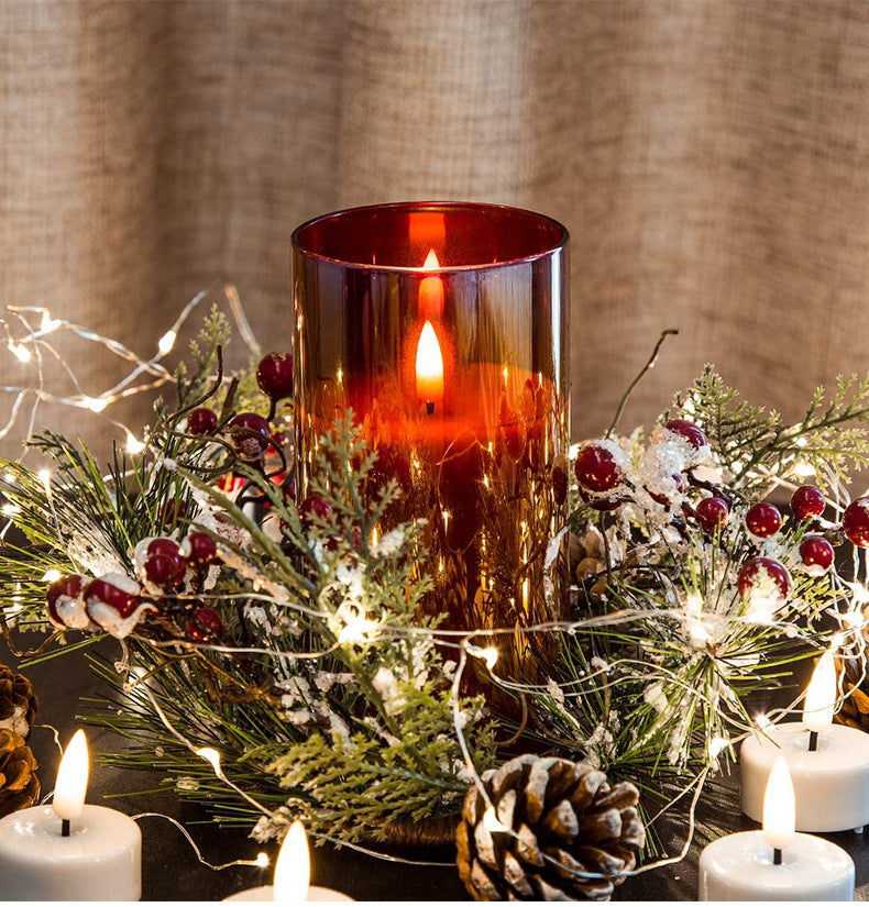 Decorative Flameless Candle, Battery Operated Candle with Remote Control and Timer, Flickering LED Pillar Candle, Smokeless Holiday Confessions Restaurant Decor ins Plexiglas, Grey, White, Teal D3 xH 4” 5” 6”