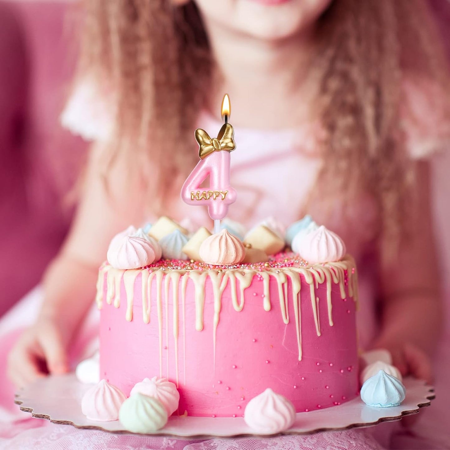 Pink Number Candles Girls Happy Birthday Cake Decorations, Birthday Candles Cake Decorations Birthday Baking Celebration Reunion Anniversary Party Supplies
