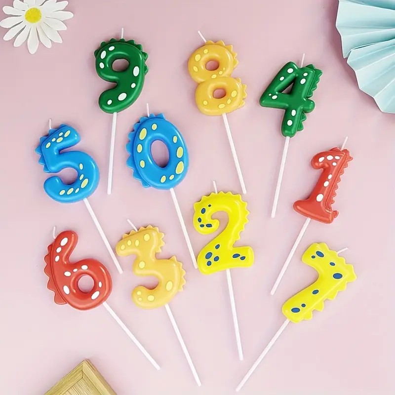 1 Piece, Large Creative Dinosaur Digital Candle, Kids Cartoon Party Happy Birthday Anniversary Cake Decoration