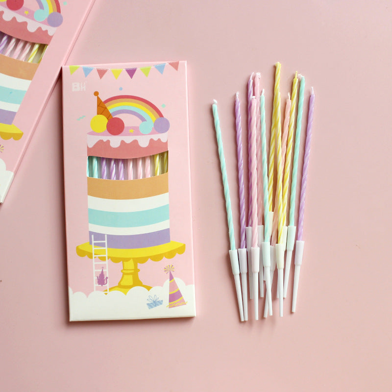 Pack Of 12, Birthday Candles, Slim Colourful Threads, Kids Creative Baking Party Candles, Birthday Cake Accessories