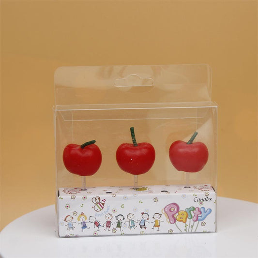 Cherry Candles Fruit Candles Cake Decoration Birthday Modeling Ornament Red Cherry Baking Desserts