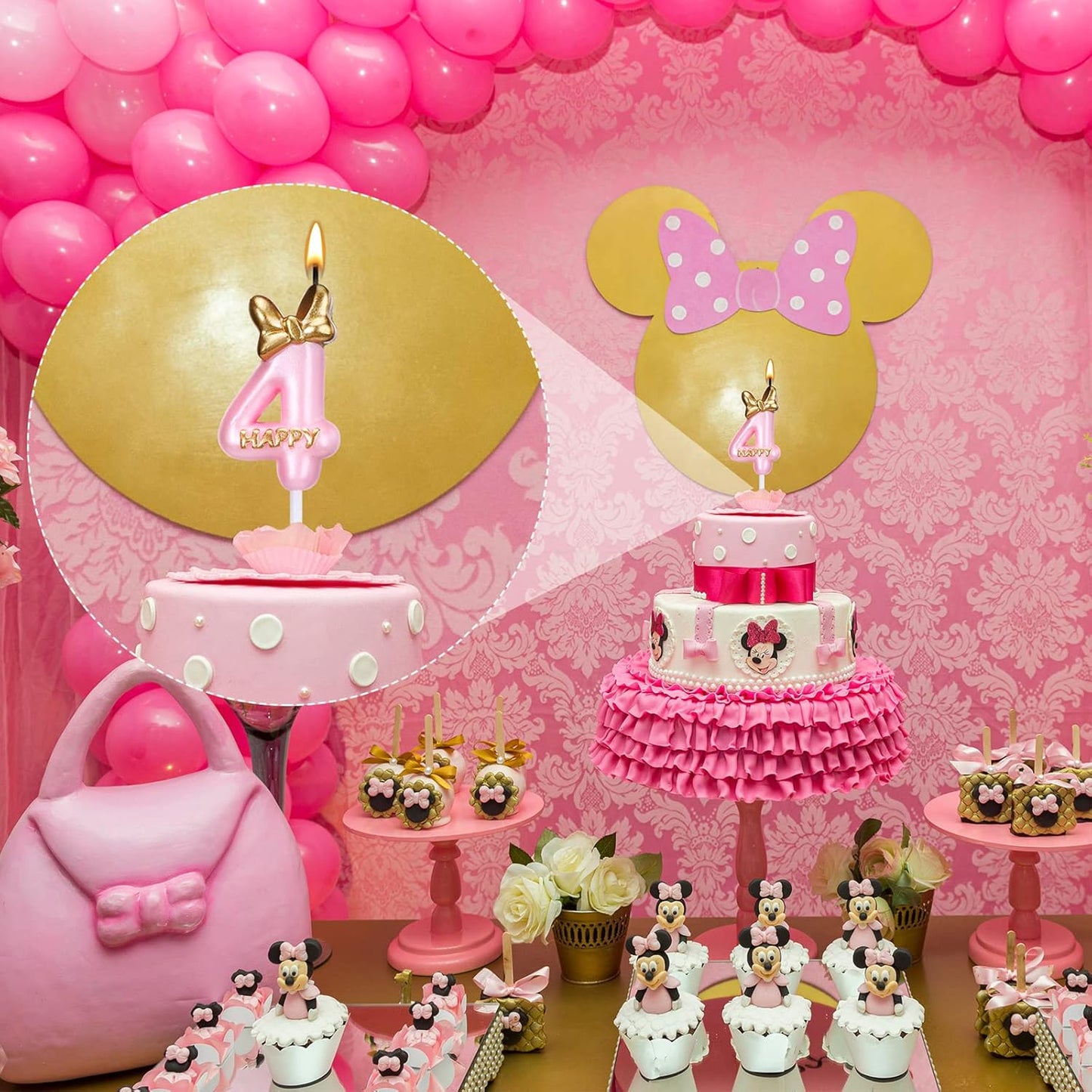 Pink Number Candles Girls Happy Birthday Cake Decorations, Birthday Candles Cake Decorations Birthday Baking Celebration Reunion Anniversary Party Supplies
