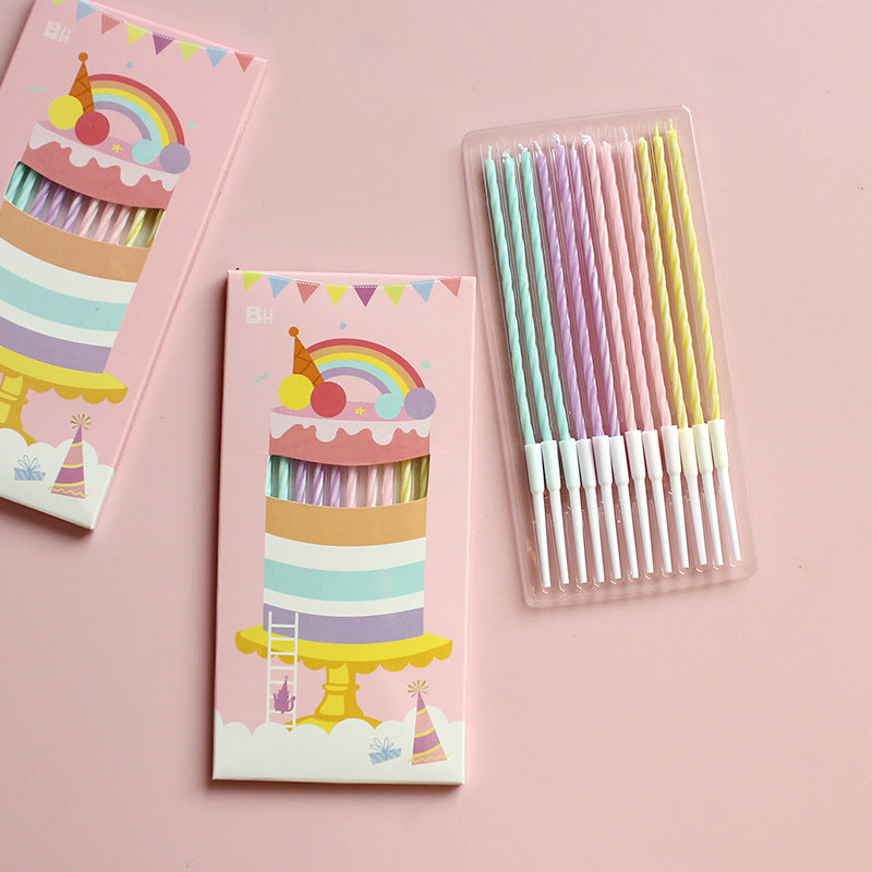 Pack Of 12, Birthday Candles, Slim Colourful Threads, Kids Creative Baking Party Candles, Birthday Cake Accessories