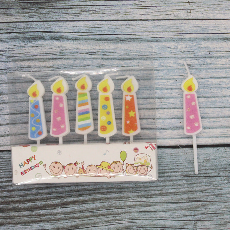 Printed Flame Romantic Vintage Colorful 5pcs PVC Boxes Faux Flame Modeling Cake Candle