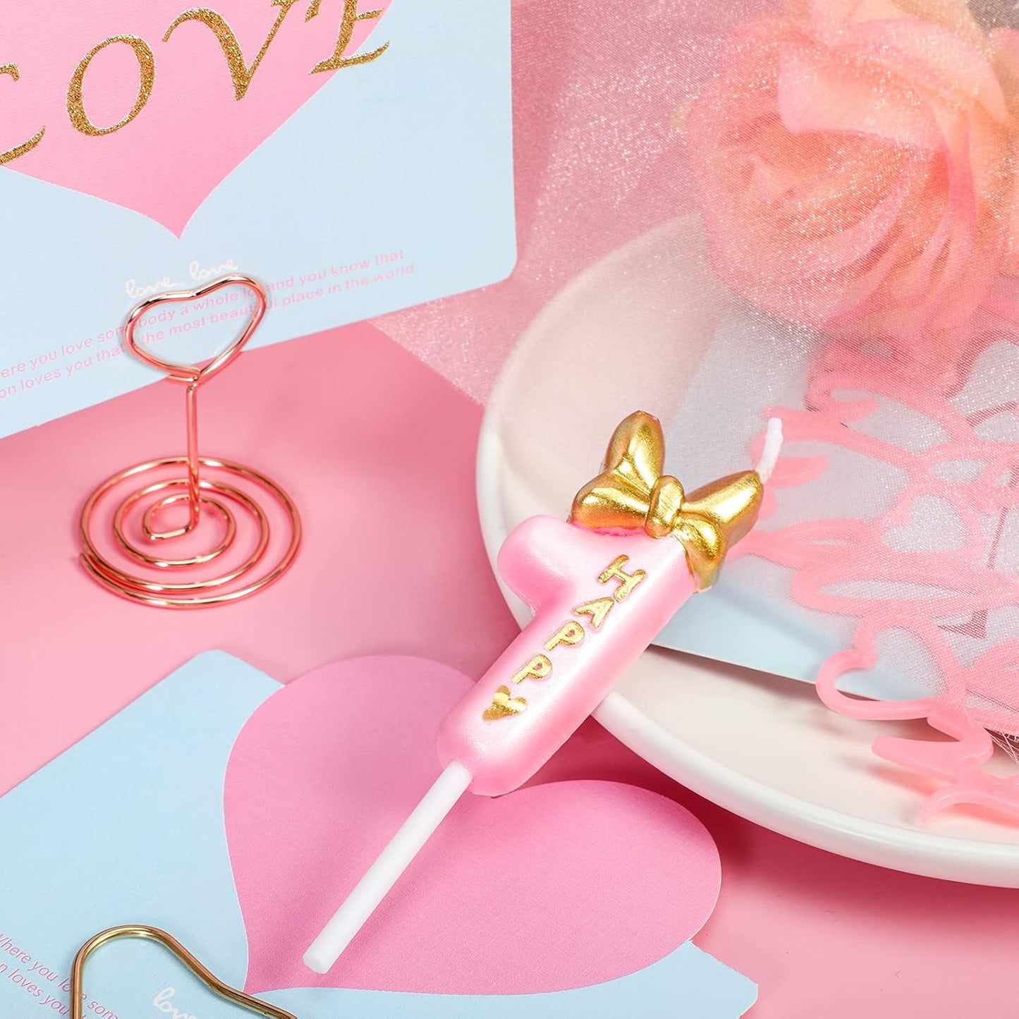 Pink Number Candles Girls Happy Birthday Cake Decorations, Birthday Candles Cake Decorations Birthday Baking Celebration Reunion Anniversary Party Supplies