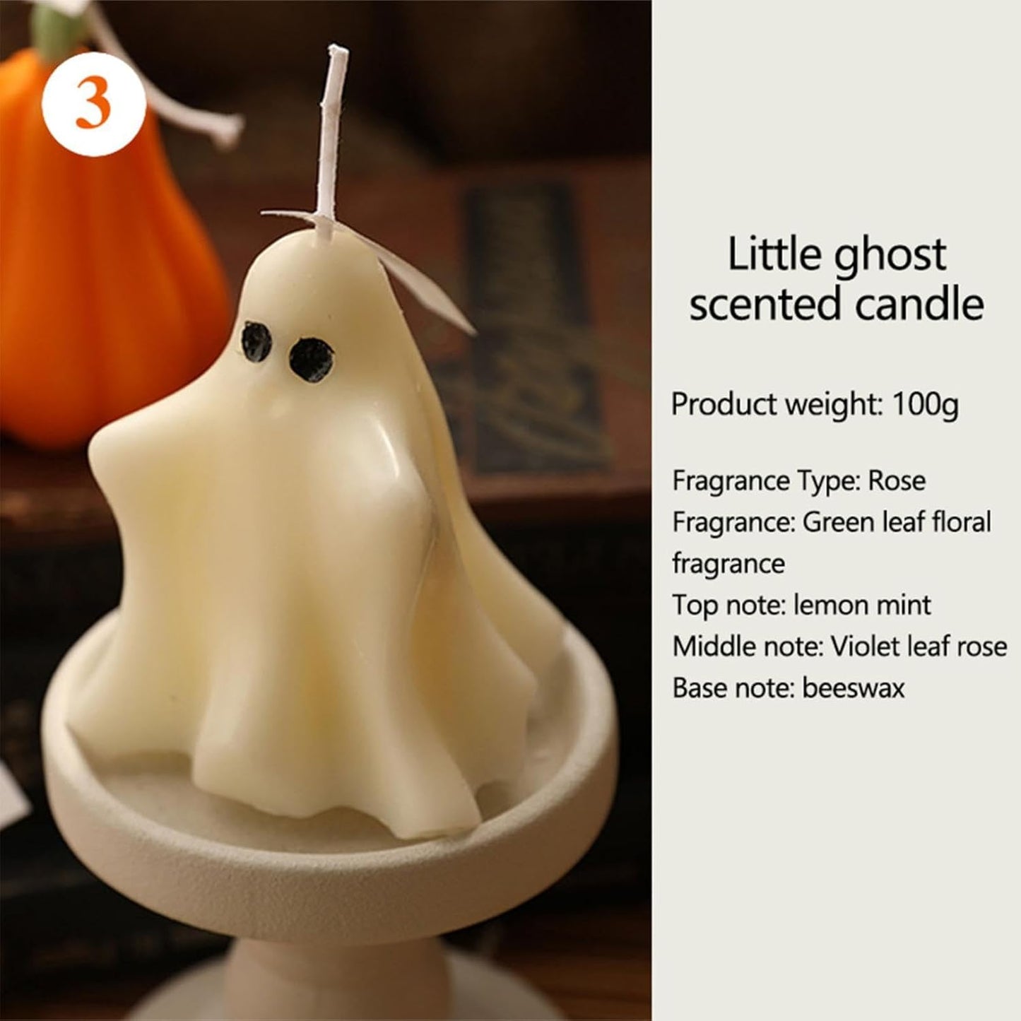 Halloween Ghost Candle, Small Halloween Spooky Ghost Candle Ambiance Home Halloween Ghost Table Decor Wax Set Spooky Horror Gift Scented Candle Halloween Decoration Ghost Candles