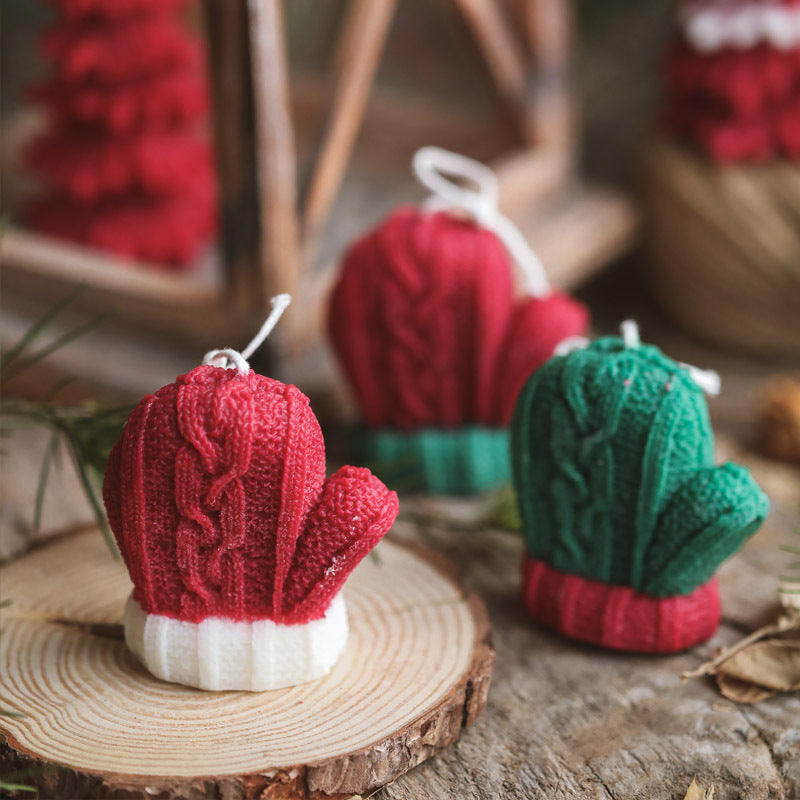 Christmas Plush Woolen Gloves Candle Home Ornament Christmas Gift Gift