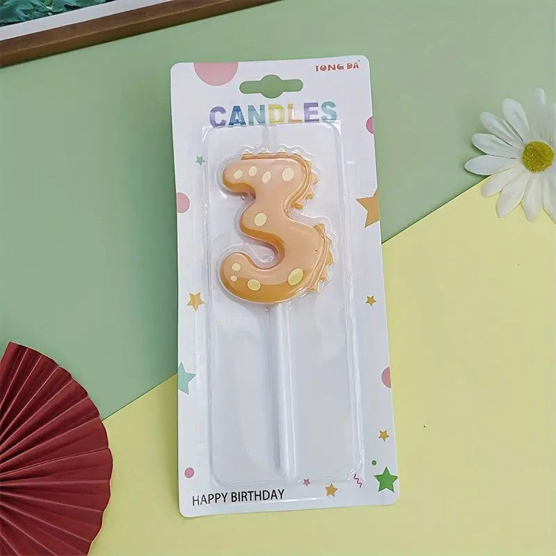 1 Piece, Large Creative Dinosaur Digital Candle, Kids Cartoon Party Happy Birthday Anniversary Cake Decoration