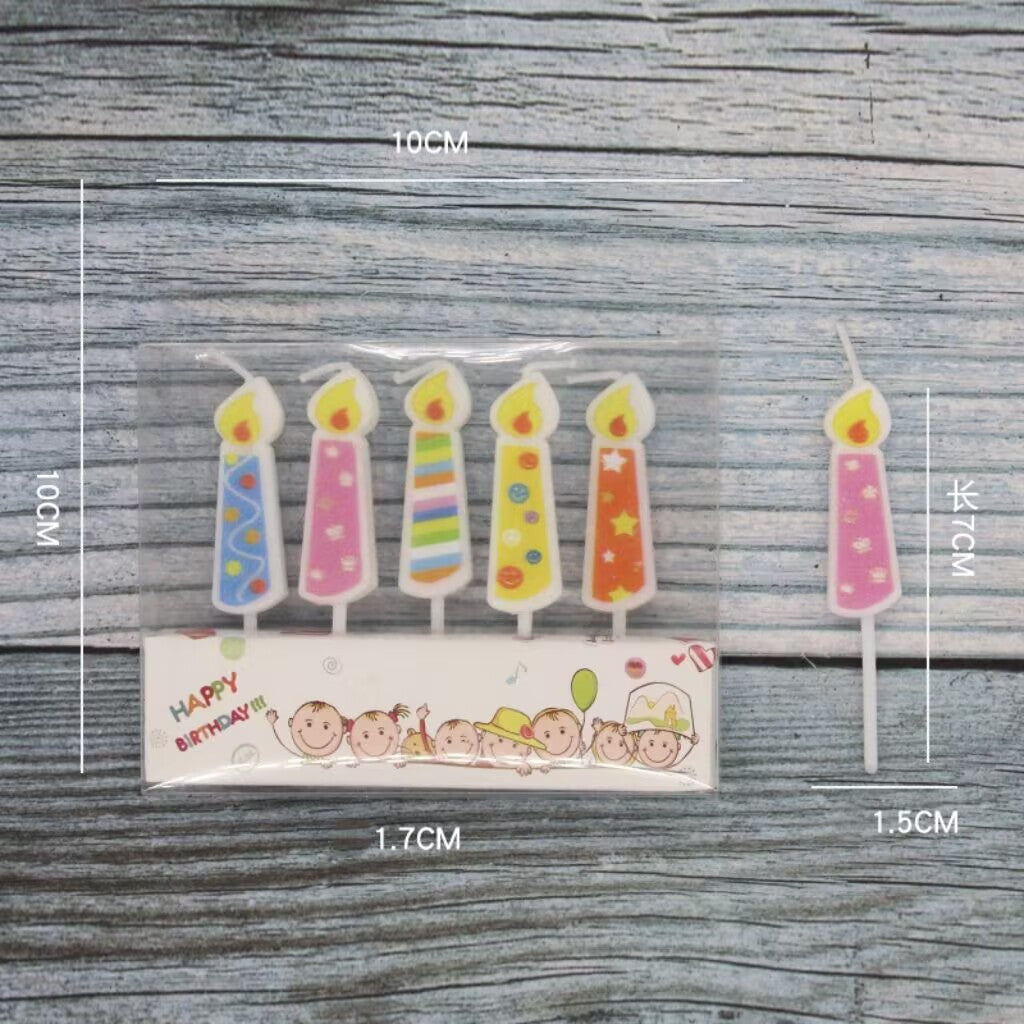 Printed Flame Romantic Vintage Colorful 5pcs PVC Boxes Faux Flame Modeling Cake Candle