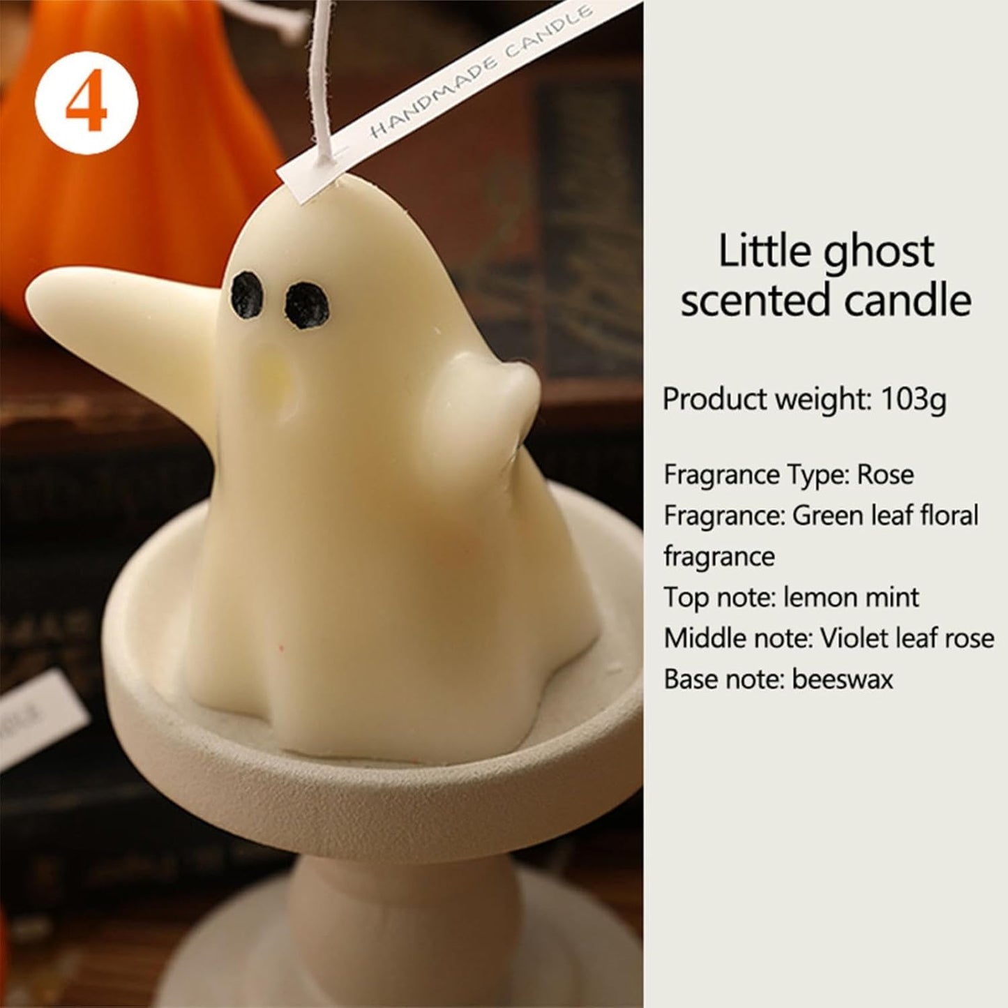 Halloween Ghost Candle, Small Halloween Spooky Ghost Candle Ambiance Home Halloween Ghost Table Decor Wax Set Spooky Horror Gift Scented Candle Halloween Decoration Ghost Candles