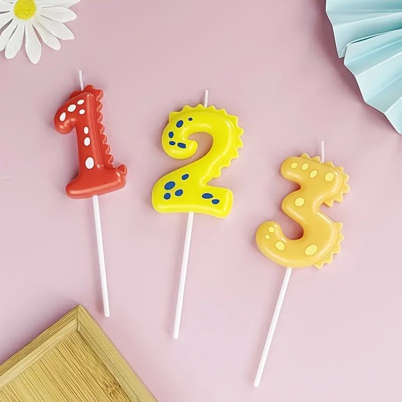 1 Piece, Large Creative Dinosaur Digital Candle, Kids Cartoon Party Happy Birthday Anniversary Cake Decoration