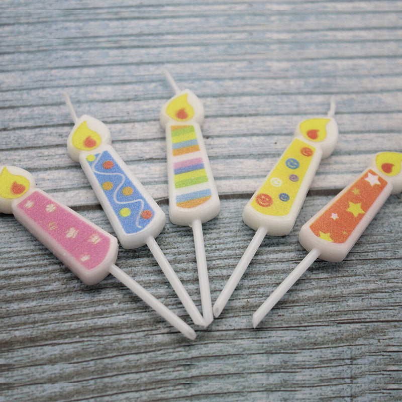 Printed Flame Romantic Vintage Colorful 5pcs PVC Boxes Faux Flame Modeling Cake Candle