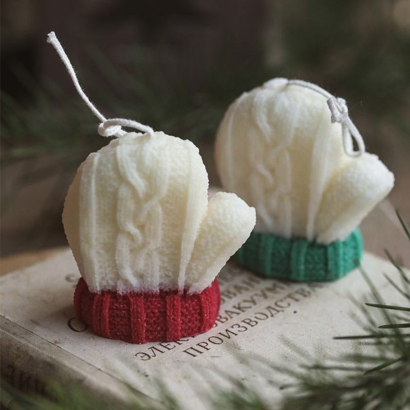 Christmas Plush Woolen Gloves Candle Home Ornament Christmas Gift Gift