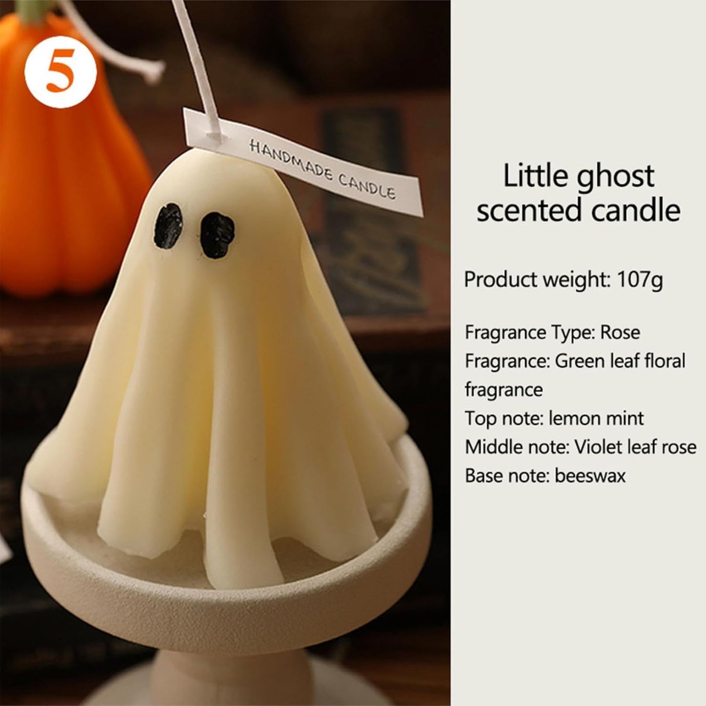 Halloween Ghost Candle, Small Halloween Spooky Ghost Candle Ambiance Home Halloween Ghost Table Decor Wax Set Spooky Horror Gift Scented Candle Halloween Decoration Ghost Candles