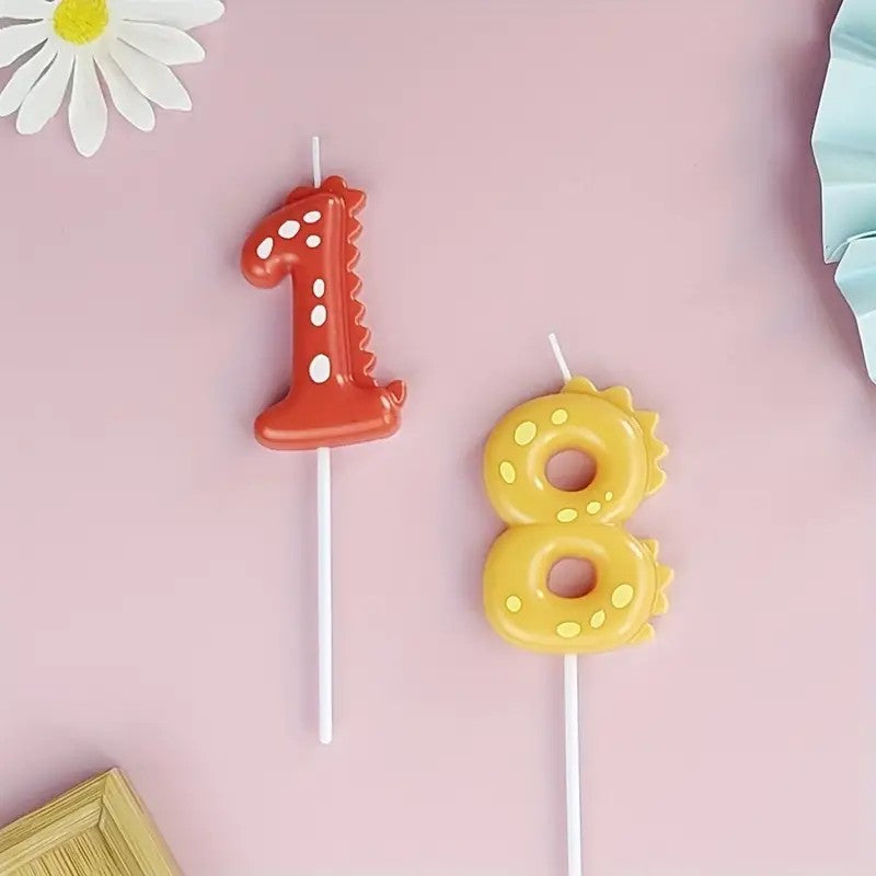 1 Piece, Large Creative Dinosaur Digital Candle, Kids Cartoon Party Happy Birthday Anniversary Cake Decoration