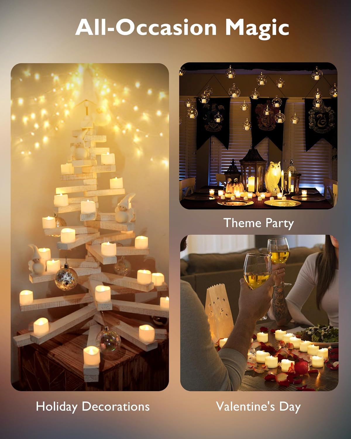 24pcs/set Flameless LED Tea Lights Candles Battery Operated, 100+Hour Fake Electric Candles TeaLights for Votive, Aniversary, Wedding Centerpiece Table Decor, Funeral, Halloween, Christmas