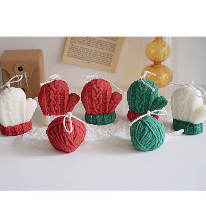 Christmas Plush Woolen Gloves Candle Home Ornament Christmas Gift Gift