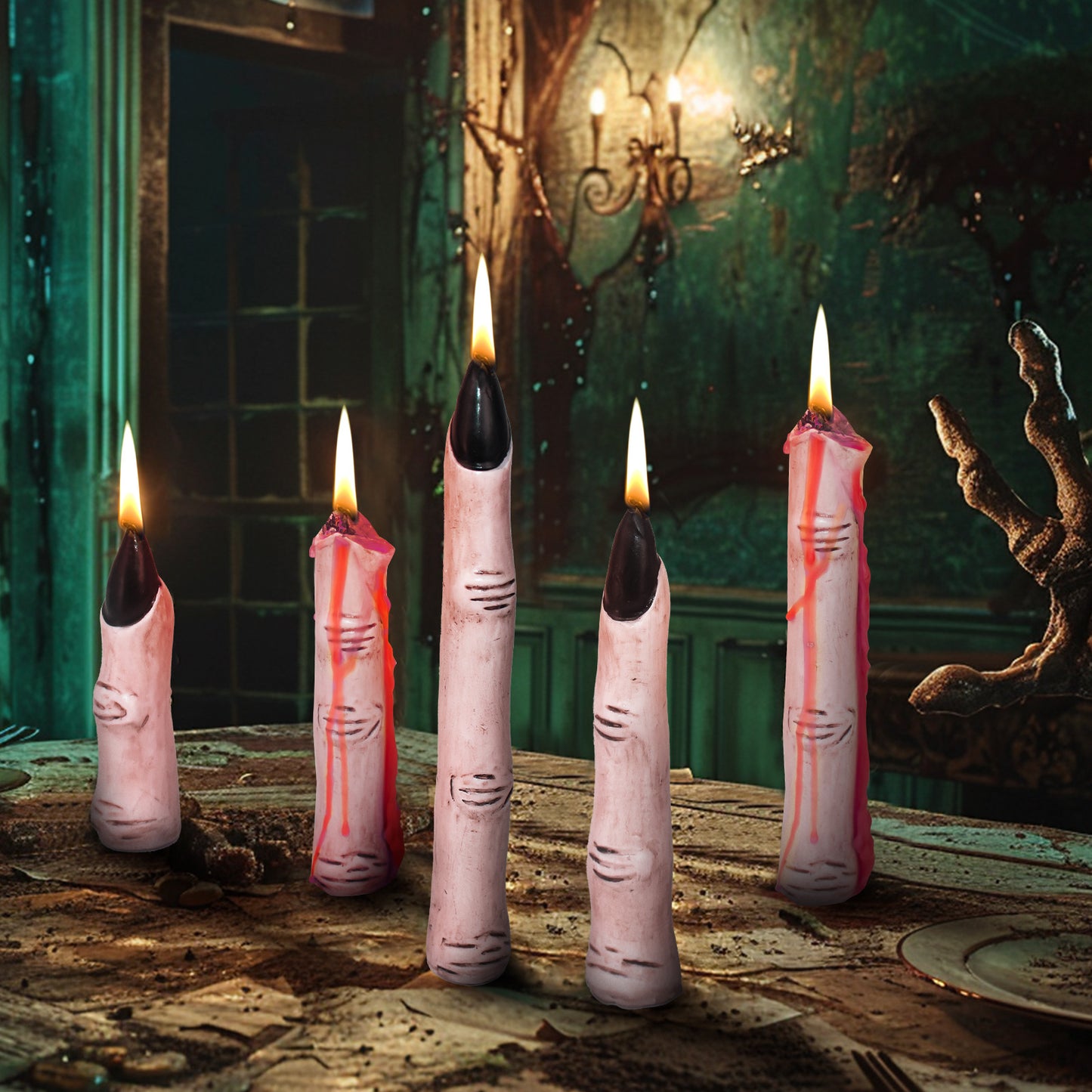 Halloween Horror Finger Candles Creepy Indoor Atmosphere Scene Decoration Props
