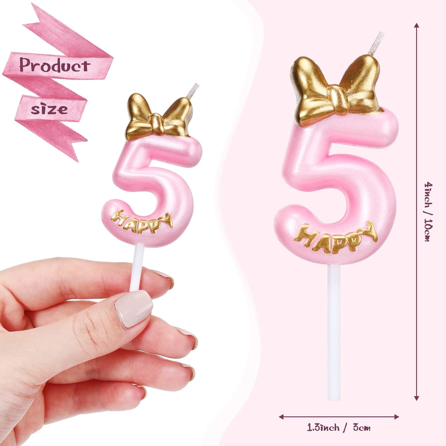 Pink Number Candles Girls Happy Birthday Cake Decorations, Birthday Candles Cake Decorations Birthday Baking Celebration Reunion Anniversary Party Supplies