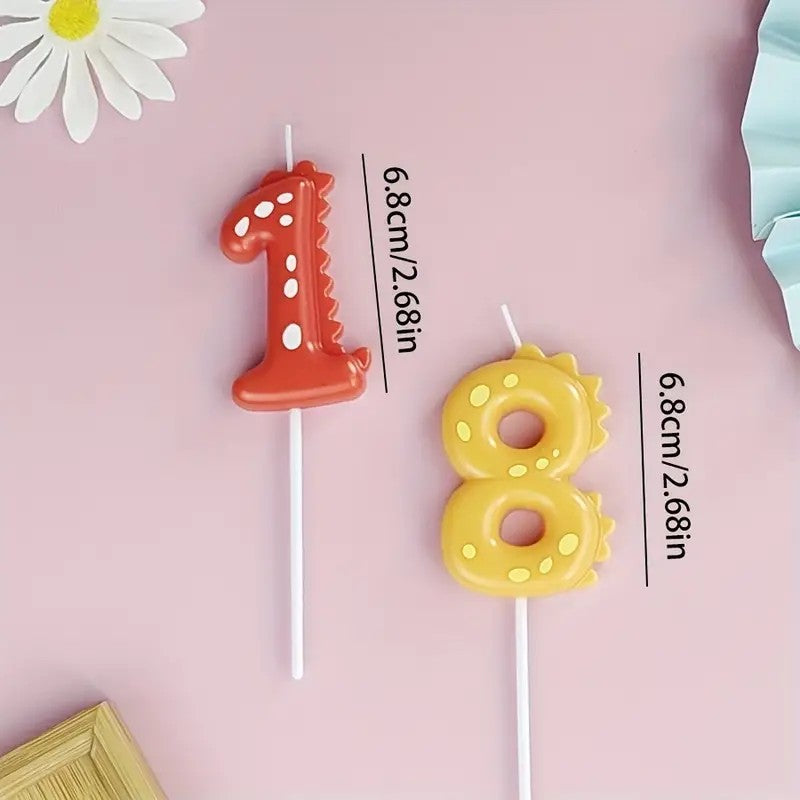 1 Piece, Large Creative Dinosaur Digital Candle, Kids Cartoon Party Happy Birthday Anniversary Cake Decoration