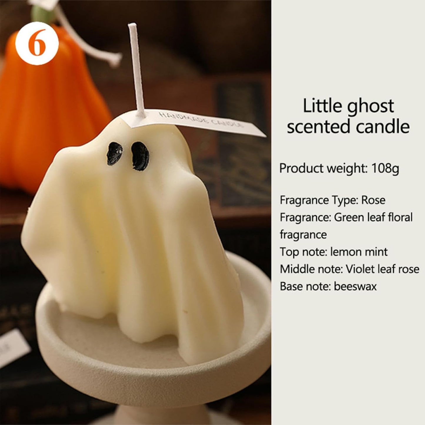 Halloween Ghost Candle, Small Halloween Spooky Ghost Candle Ambiance Home Halloween Ghost Table Decor Wax Set Spooky Horror Gift Scented Candle Halloween Decoration Ghost Candles