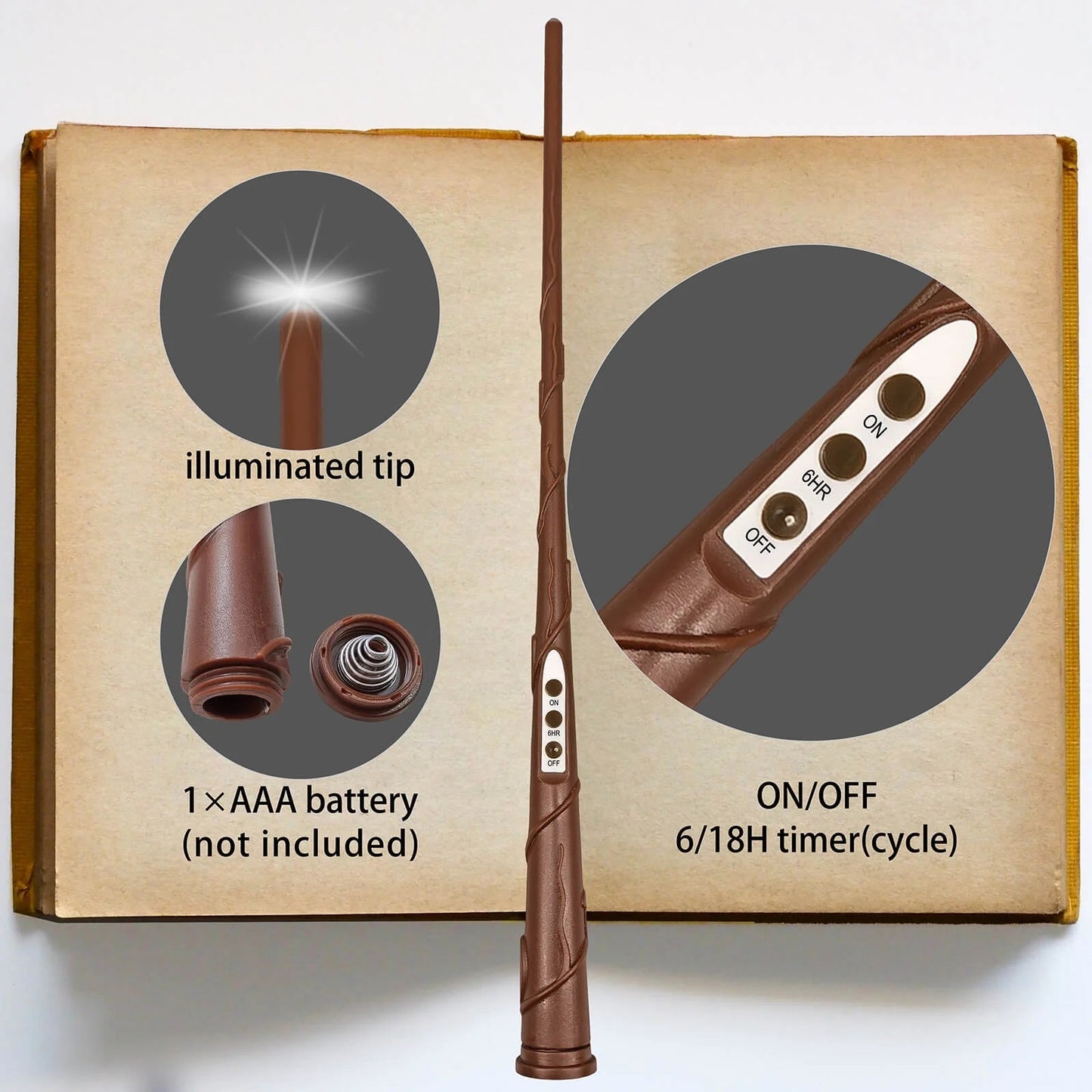 6.1"x 0.7" Floating Flameless Candle with Candle Wand Remote and Timer, Hanging White LED Tapered Candle, Flickering Warm Light, Battery Operated, Halloween Christmas Theme Party Window Decorations 12 Piece Set Includes One Magic Wand