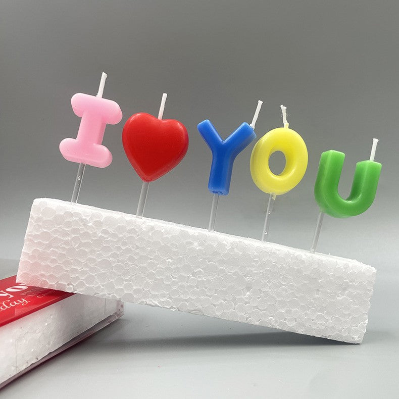 English Letters I LOVE YOU Confession Candle Letters Valentine's Day Love Atmosphere Confession Birthday Candle