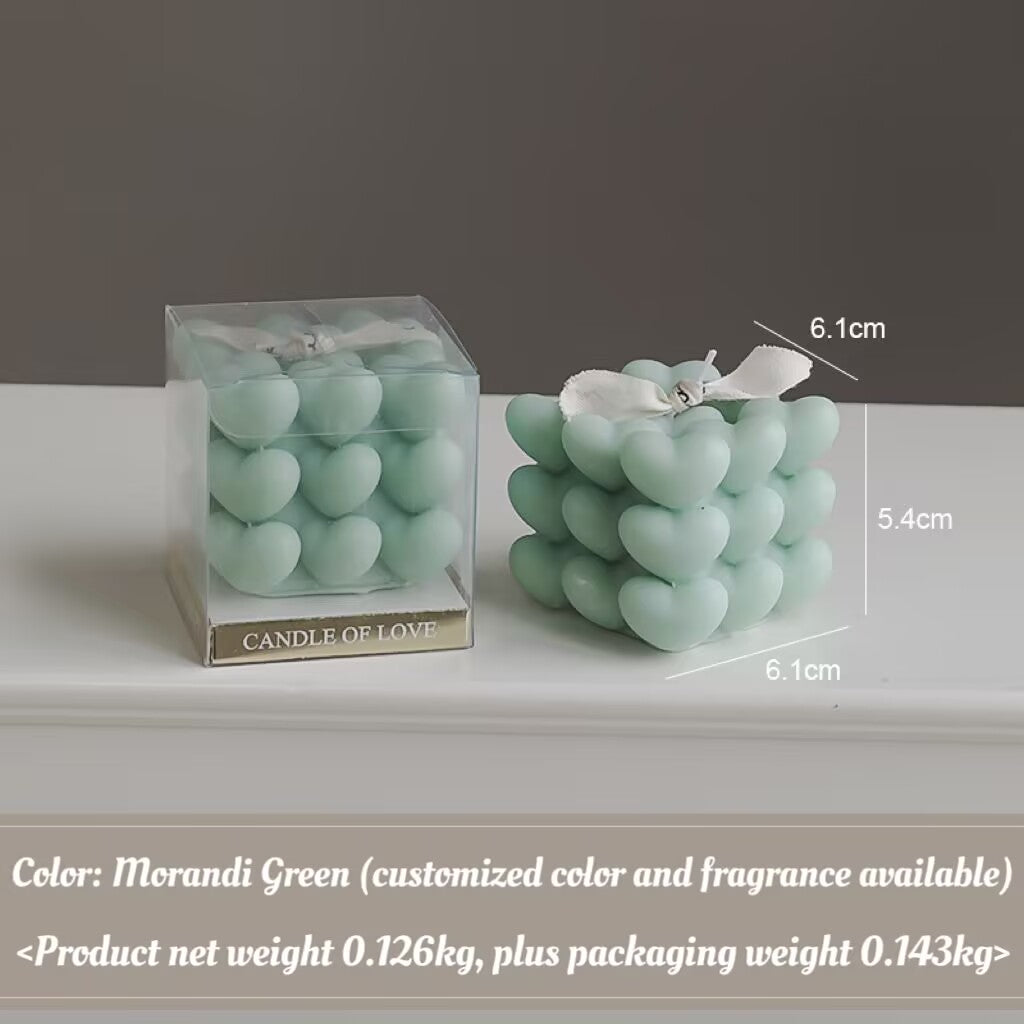 Love Candle Valentine's Day Gift Heart Shaped Geometric Rubik's Cube Scented Ambiance Ornament Aromatherapy Candle