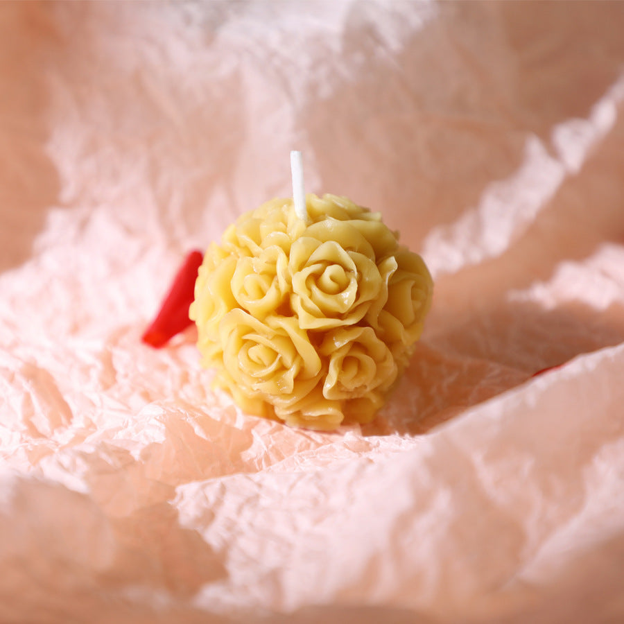 Handmade Rose Pillar Aromatherapy Candle Sculpture Modeling Scented Smokeless Candle Holder Ornament Birthday Candle Gift