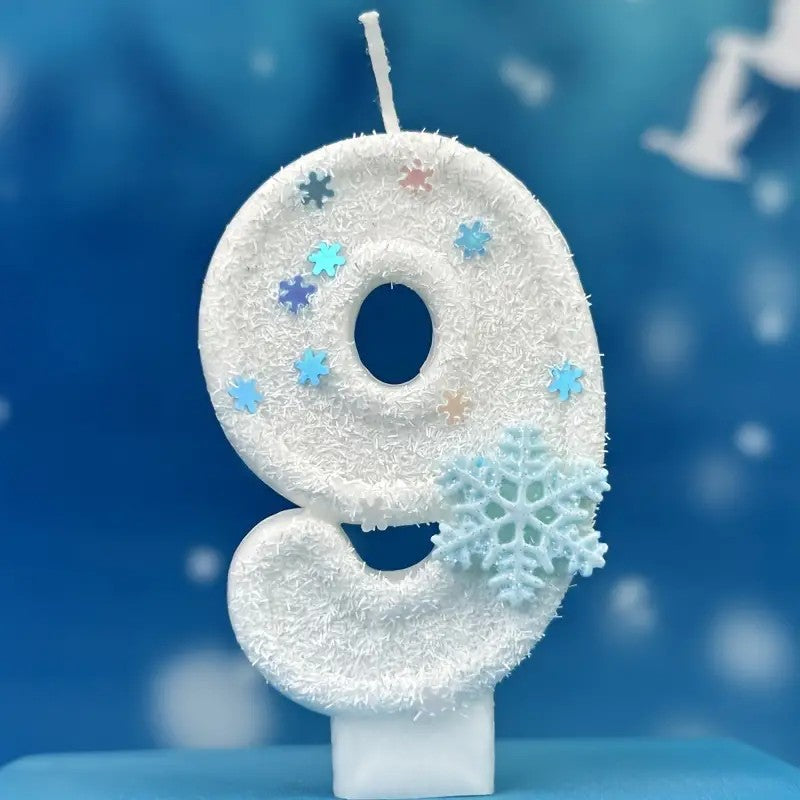 One Winter Romantic Snowflake Birthday Candle - 3.15 inch/8cm cake candle with festive decoration for children, men's and women's birthdays, adult graduations, weddings, housewarming or any celebration - Indoor/outdoor use - Unscented - Single wax wick