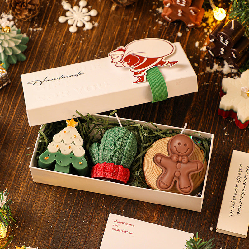 Creative Scented Candle Gingerbread Man Christmas Tree Gloves Snowflakes Elk Christmas Decoration Log Tray Christmas Gift