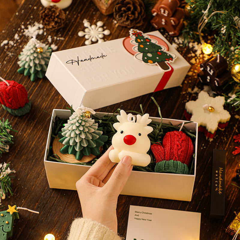 Creative Scented Candle Gingerbread Man Christmas Tree Gloves Snowflakes Elk Christmas Decoration Log Tray Christmas Gift