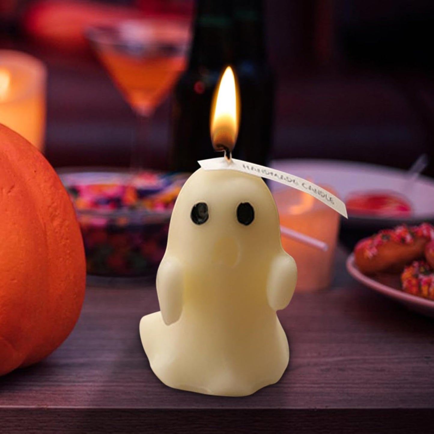 Halloween Ghost Candle, Small Halloween Spooky Ghost Candle Ambiance Home Halloween Ghost Table Decor Wax Set Spooky Horror Gift Scented Candle Halloween Decoration Ghost Candles