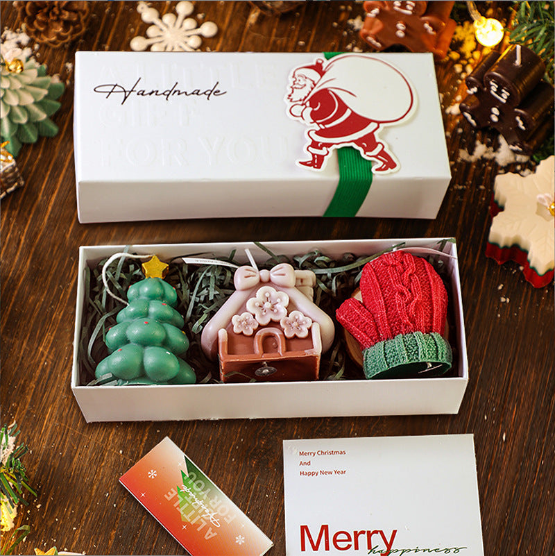 Creative Scented Candle Gingerbread Man Christmas Tree Gloves Snowflakes Elk Christmas Decoration Log Tray Christmas Gift