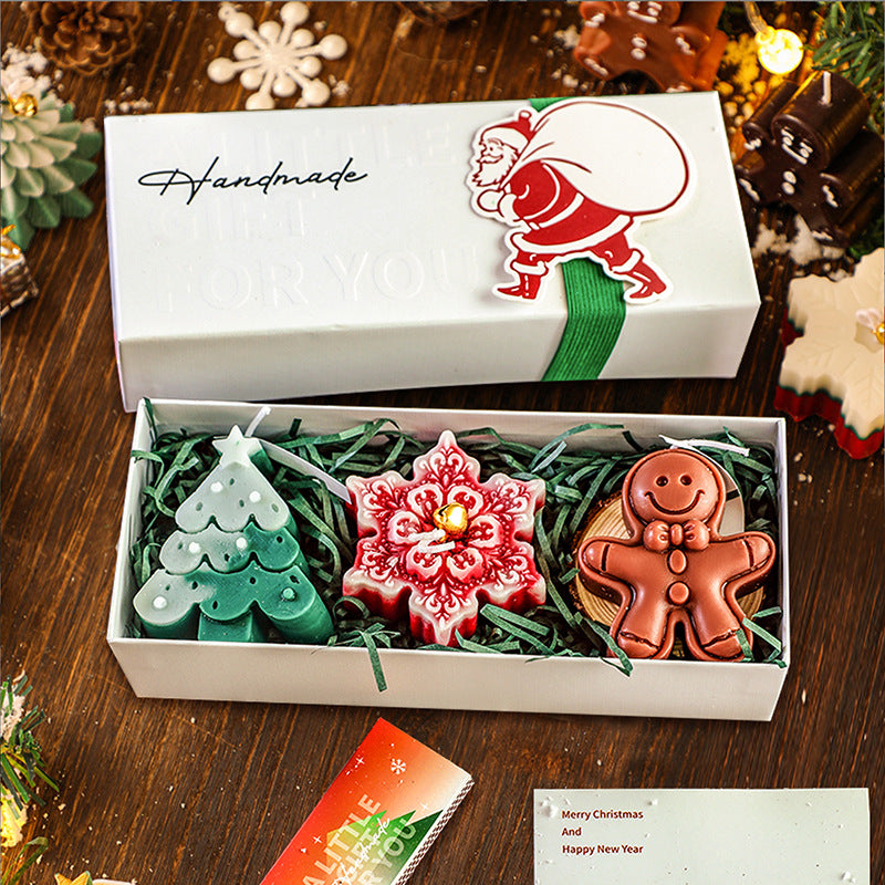 Creative Scented Candle Gingerbread Man Christmas Tree Gloves Snowflakes Elk Christmas Decoration Log Tray Christmas Gift