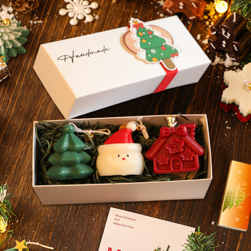 Creative Scented Candle Gingerbread Man Christmas Tree Gloves Snowflakes Elk Christmas Decoration Log Tray Christmas Gift