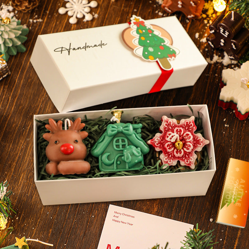 Creative Scented Candle Gingerbread Man Christmas Tree Gloves Snowflakes Elk Christmas Decoration Log Tray Christmas Gift