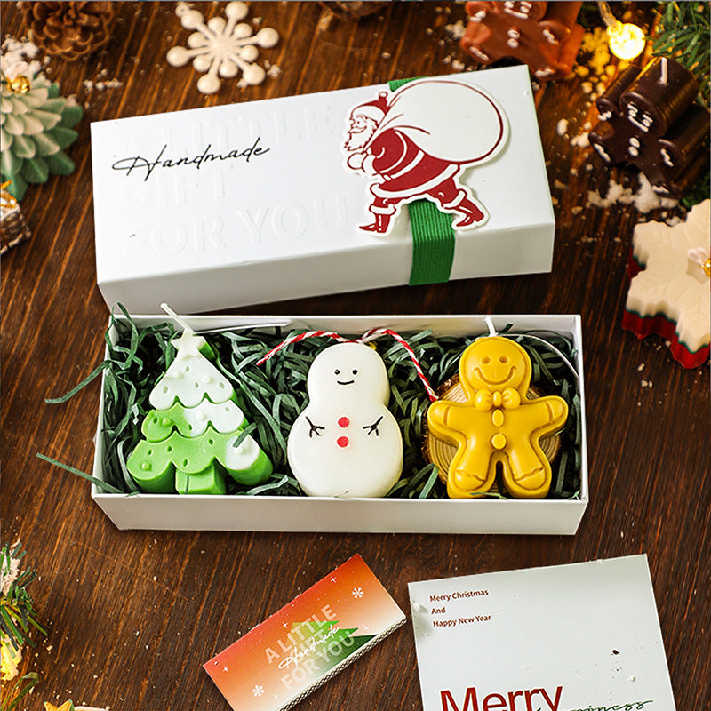 Creative Scented Candle Gingerbread Man Christmas Tree Gloves Snowflakes Elk Christmas Decoration Log Tray Christmas Gift