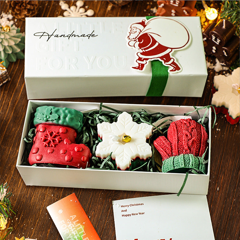 Creative Scented Candle Gingerbread Man Christmas Tree Gloves Snowflakes Elk Christmas Decoration Log Tray Christmas Gift