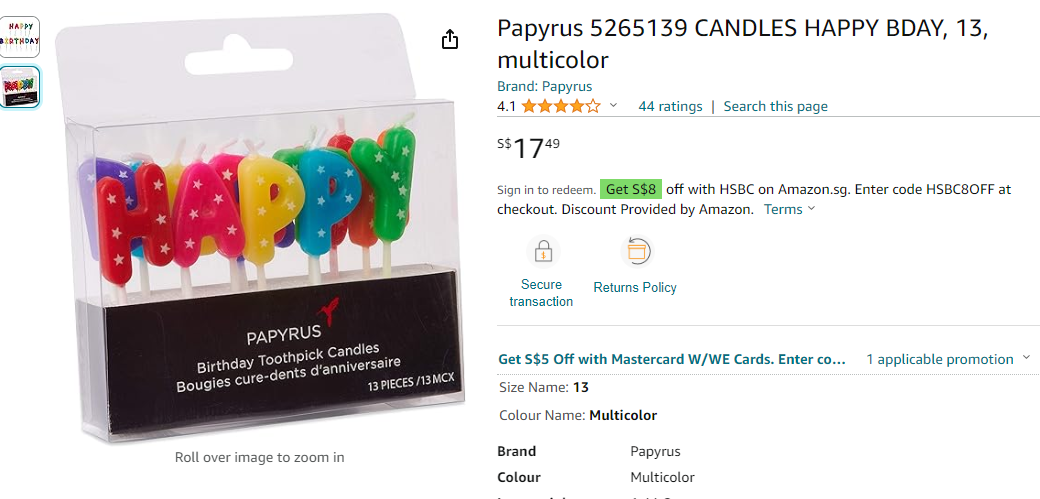 ‘Happy Birthday' Birthday Candle, 13pcs, Star Pattern, Colourful, Birthday Party