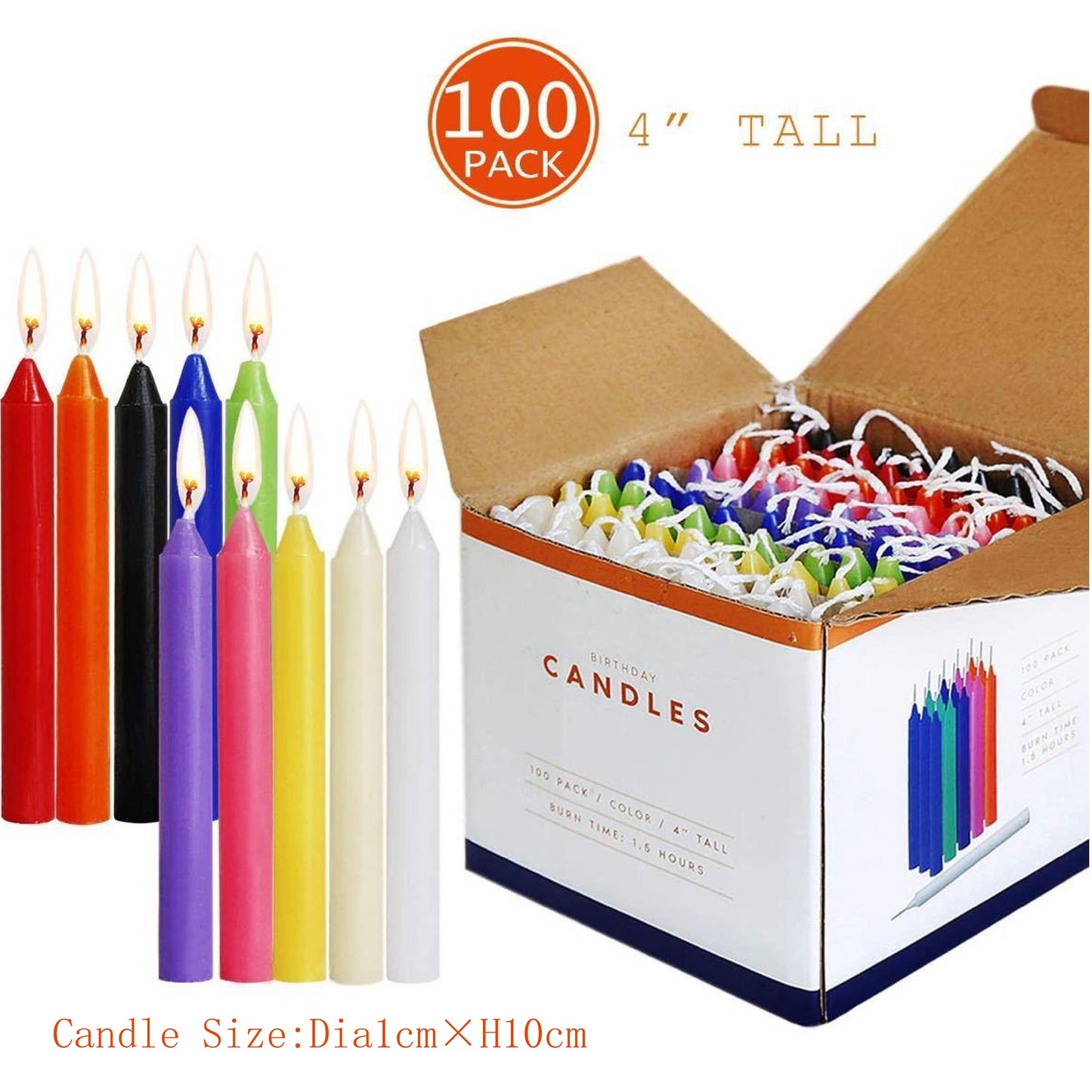 Small 100 Taper Candles, Party, Magic, Birthday, Valentine's Day Candles (10 Colours)