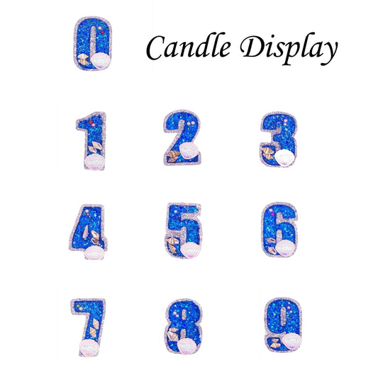 0-9 Birthday Candle Numbers, Mermaid Birthday Candle, Dark Blue Candle, Glitter, Pearl Shell Conch Decoration, Cake Decoration, Birthday Decoration, Birthday Candle