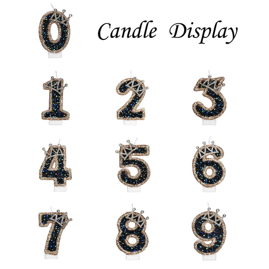 0-9 Crown Glitter Digital Birthday Candles, Birthday Candles Kids Cake, Cake Decorations, Birthday Decorations, Black Gold Glitter, Individually Wrapped