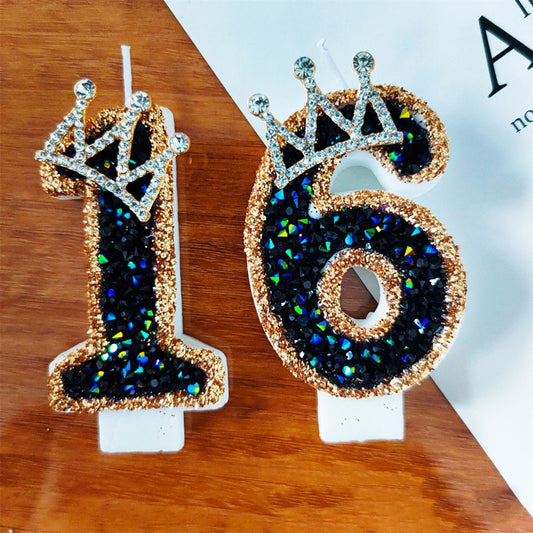 0-9 Crown Glitter Digital Birthday Candles, Birthday Candles Kids Cake, Cake Decorations, Birthday Decorations, Black Gold Glitter, Individually Wrapped