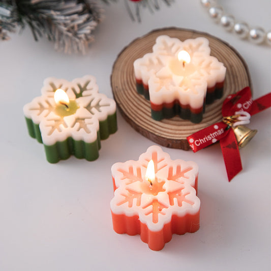 Christmas Candles Snowflake Candles Gradient Candles Christmas Gifts with Scented Aroma Candles Creative Holiday Gifts